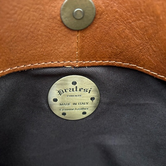 Pratesi Luggage Brown Leather Tote Bag With Crossbody Strap - Picture 8 of 12